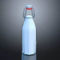 Clear Glass Milk Bottle With Red Cap And Metal Clasp Design For Daily Use
