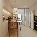Modern Apartment Interior Featuring Laundry Zone Glass Dividers And Dining Area