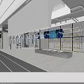 Adidas Clothing Store Industrial Style Gray Ceiling With Colorful Apparel Shoe Racks And Display Tables
