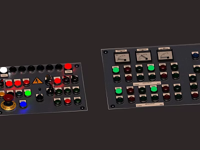 Industrial Equipment Control Panels With Colorful Buttons And Indicator Lights 3d model