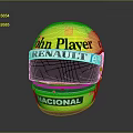 Yellow Racing Helmet Featuring John Player RENAULT ELF NACIONAL Logos Design 3d model
