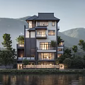 Modern Chinese Style Detached Villa With Mountain And Waterfront Views
