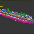 Luxury Cruise Yacht Exterior With Blue Decks And Red Hull