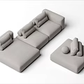 Modern Modular Sofa Combination With Light Gray Fabric And Soft Cushioned Seats 3d model