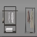 Clothing Racks With White Shirts Beige Dress Brown Coat Brush Box And Tray