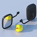 Black Wall Mirrors With Yellow Rubber Duck Reflection And Standing Duck 3d model