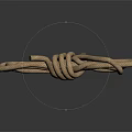 Durable Household Brown Knotted Rope on Smooth Black Surface with Reflection