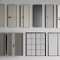 Various Modern Hinged Doors With Different Colors And Panel Styles For Home Interior 3d model