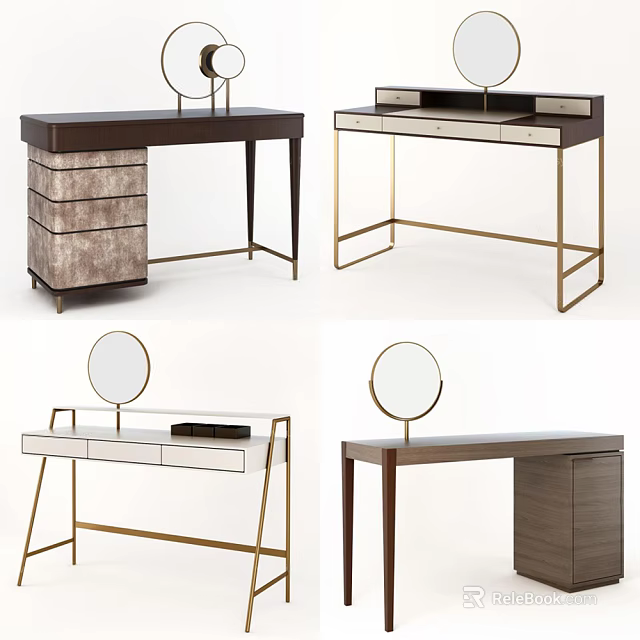 Modern Dressing Tables With Various Designs Metal Frames Drawers And Mirrors 3d model 