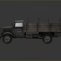 Vintage Blue Truck With Wooden Cargo Bed And Cross Symbol On Body