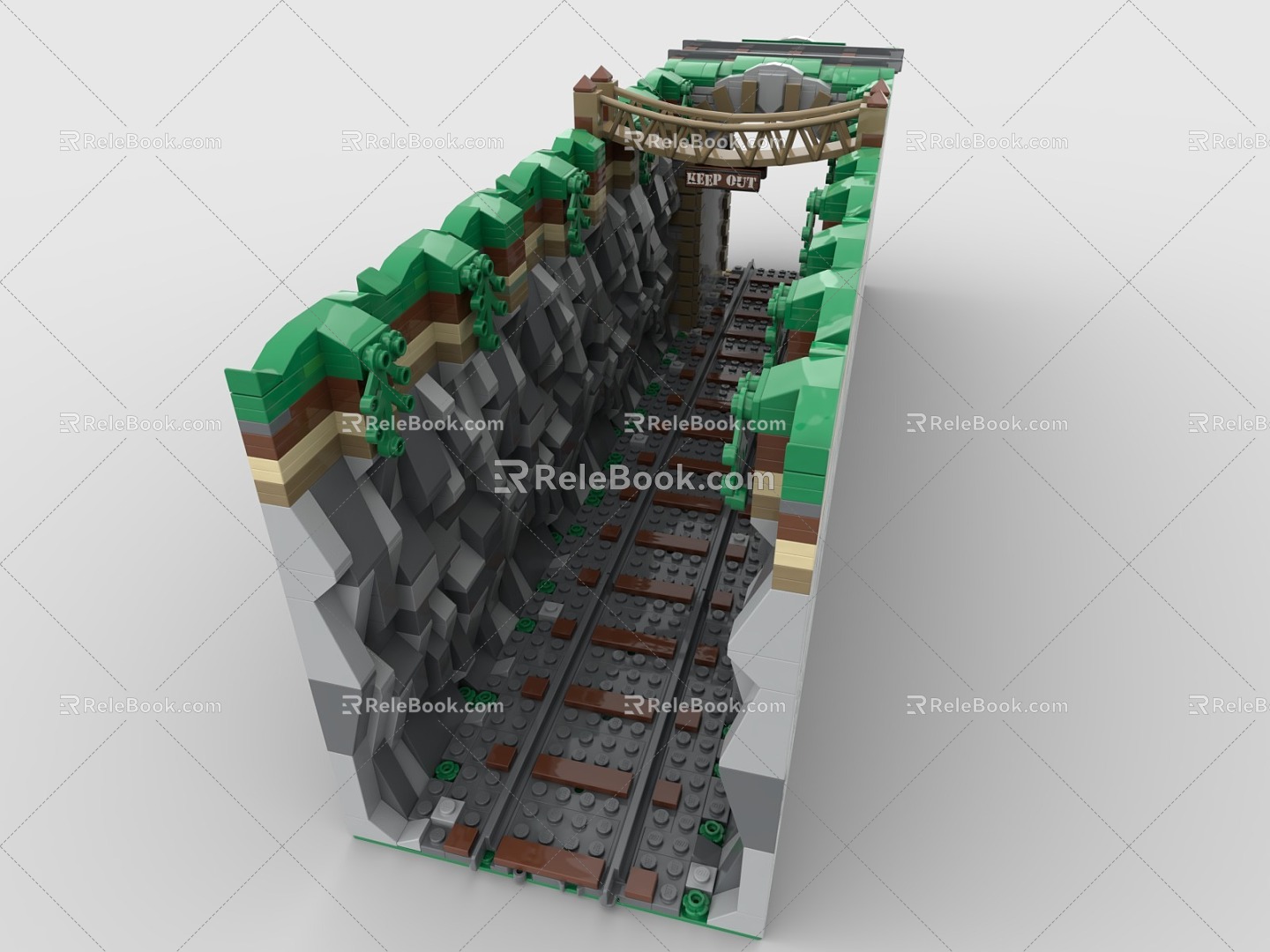 Lego toy building blocks tunnel rail access 3d model