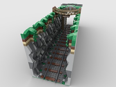 Lego toy building blocks tunnel rail access 3d model