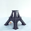 Eiffel Tower Shaped Wine Bottle And Glass Holder With Decorative Design And Liquid