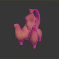 Abstract Orange Terracotta Sculpture Carving Featuring Multiple Connected Curved Human Animal Forms 3d model