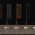 Five Colorful Promotional Banners With Stands For Company Event