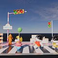 Cartoon Cats Themed Photo Spot With CAT CLUB Sign Traffic Lights Zebra Crossing And Balloons