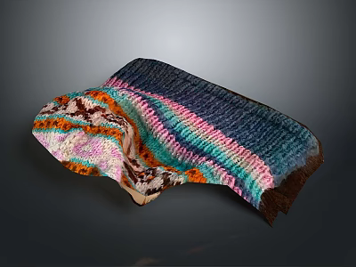 Colorful Knitted Blanket With Vibrant Multicolored Stripes And Soft Cozy Texture For Home Use 3d model