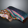 Colorful Knitted Blanket With Vibrant Multicolored Stripes And Soft Cozy Texture For Home Use