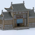 Traditional Chinese Ancient Building Featuring Tiled Roof Curved Eaves Wooden Plaque And Stone Carvings