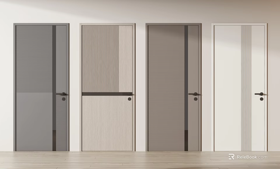 Modern Interior Hinged Doors With Various Designs Colors Textures And Styles 3d model