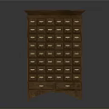 Dark Brown Wooden Chest With Multiple Drawers And Brass Handles