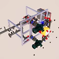 Industrial Mechanical System Featuring Metal Frame Pipes Valves Motors And Components