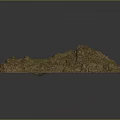 Detailed 3D Terrain Model of Mountain Landscape With Green Vegetation and Brown Rocky Texture