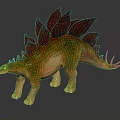Realistic Stegosaurus Dinosaur Model With Red Plates Spiked Back And Green Brown Body
