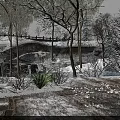 Scenic Winter Landscape With Snow Covered Trees Wooden Fence And Snowy Ground
