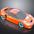 Orange Sleek Sports Car 3D Render With Shiny Body Black Windows And Alloy Wheels