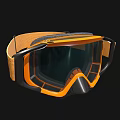 Orange And Black Ski Goggles With Tinted Lens And Adjustable Strap 3d model