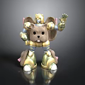 Brown Mouse Character In Golden Metallic Mechanical Armor With Crown And Waving Hand