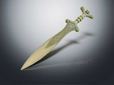 Decorative Ancient Sword With Intricate Hilt Design And Engraved Blade 3d model