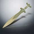 Decorative Ancient Sword With Intricate Hilt Design And Engraved Blade 3d model