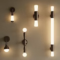 Modern Wall Lamps With Various Shapes And Metal Finish Illuminated On Wall