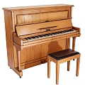 Wooden Upright Piano Musical Instrument with Black Padded Stool and Classic Design