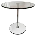 Contemporary Round Side Table Featuring Clear Glass Top and Chrome Metal Base for Living Room