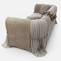Cozy Two Seater Sofa With Soft Cushions Plaid Blanket And Textured Fabric Skirt