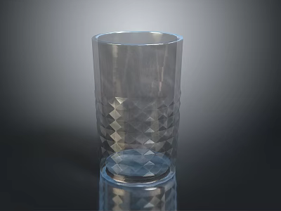 Clear Glass Cup With Diamond Pattern Design For Daily Household Use 3d model