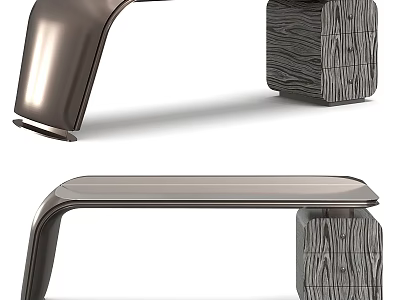 Modern Desk Design With Sleek Metal Frame And Wooden Drawer Details 3d model