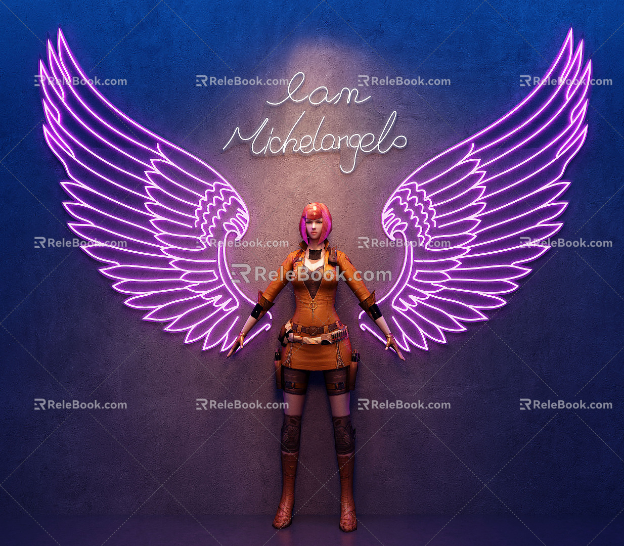 Modern game character Angel Wings 3d model