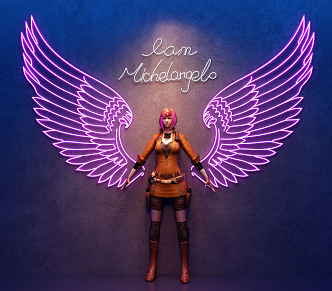 Modern game character Angel Wings 3d model