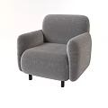 Gray Upholstered Modern Single Sofa With Comfortable Armrests And Black Legs 3d model