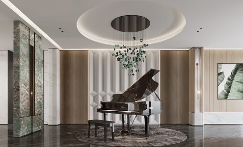 Modern piano room 3d model