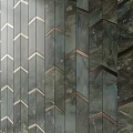 Elegant Modern Background Wall With Chevron Metal Accents And Stone Tiles