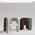 Stylish Modern Accent Chairs With Curved Arms And Brown Throws In Two Tones