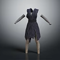 Elegant Dark Sleeveless Wrapped Dress With Light Colored Leg Warmers