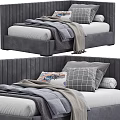 Modern Upholstered Beds With Pink Gray Headboards And Cozy Blankets Pillows