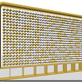 Decorative Feature Wall With Yellow Frame And Yellow White Spherical Decorations On Base Supports 3d model