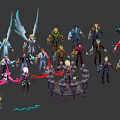 Game and Movie Sci Fi Characters With Different Outfits and Hair Styles